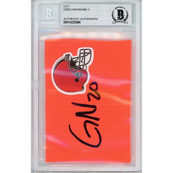 Greg Newsome Signed Cleveland Browns Football Pylon Piece Beckett Slab Autograph - Picture 2 of 5